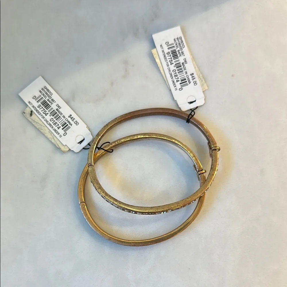 Givenchy Rose Gold Crystal Bangle Bracelet Set Flawed Gem Set of Two - Picture 3 of 6